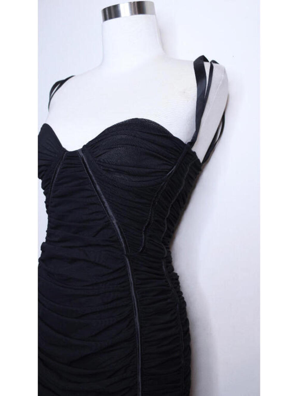 Mistress Rocks Black Mesh Bodycon Ruched Mini Dress - Medium - Picture 2 of 4